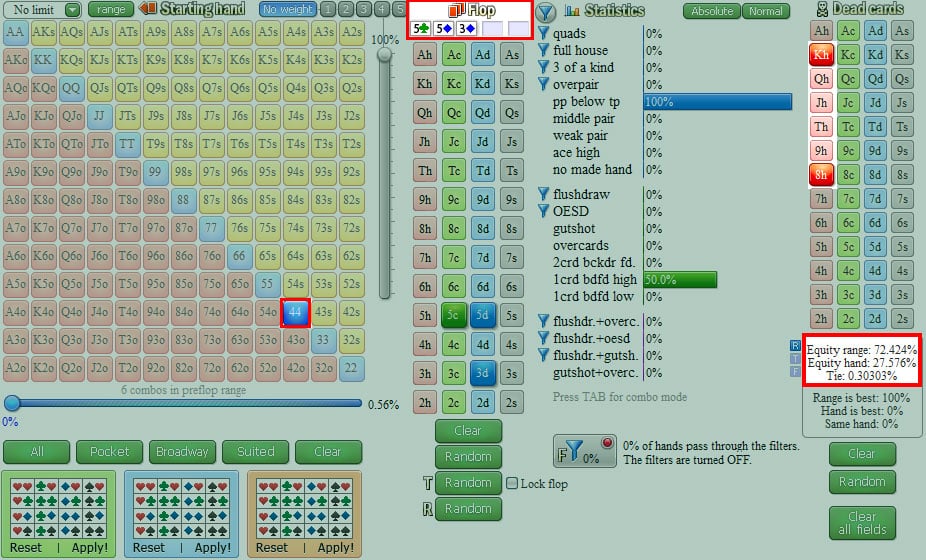 equity denial flopzilla calculation 2