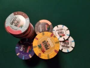 poker chip starting stack top angle photo