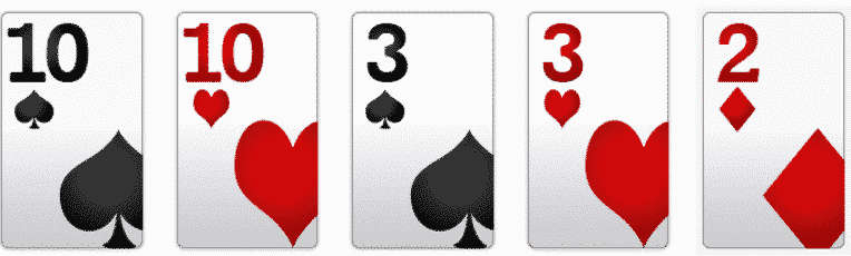 two pair, tens and threes